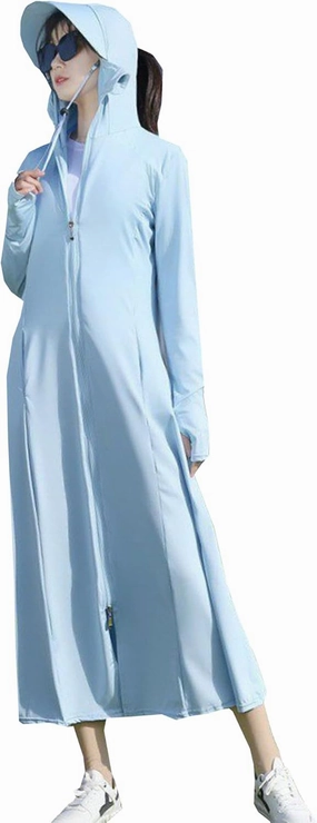 Cromoncent Women's UPF 50  Swimsuit Cover Up Lightweight SPF Long Sleeve Sun Protection Long Sun Hoodie Dress