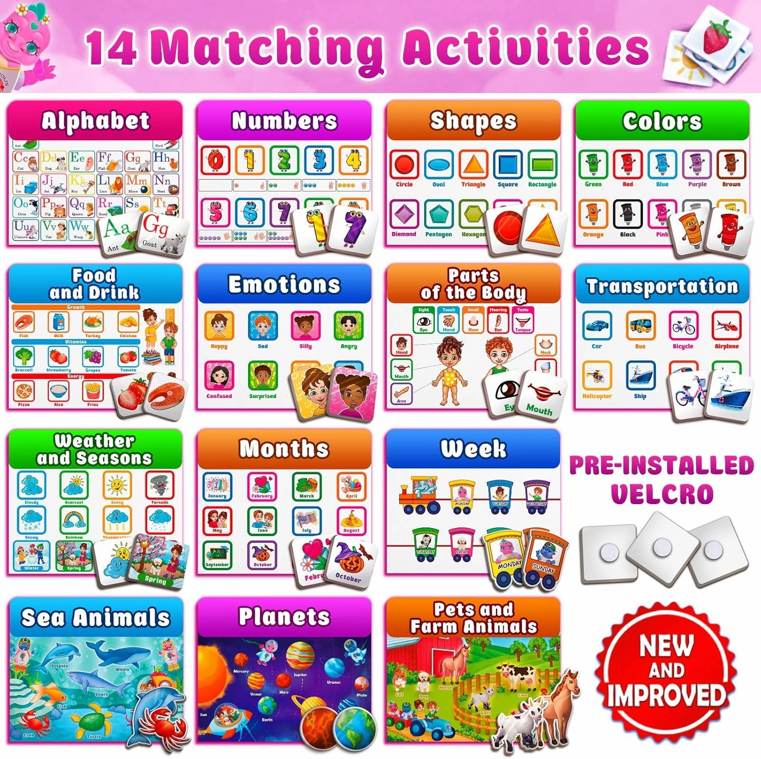 Curious 2 Learn Montessori PREASSEMBLED Busy Book for Toddlers Ages 3 and Up, Pre K Preschool Learning Activities Book - Autism Sensory Learning & Education Toys Kindergarten Workbook (Pink)