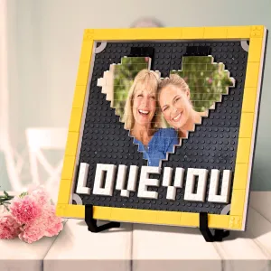 Custom Gifts Building Brick, Personalized DIY Block Puzzle for Mothers Birthday Gifts, Personalized LOVE U Building Block Photo Frame for Couples Mom Dad Parent Him Her