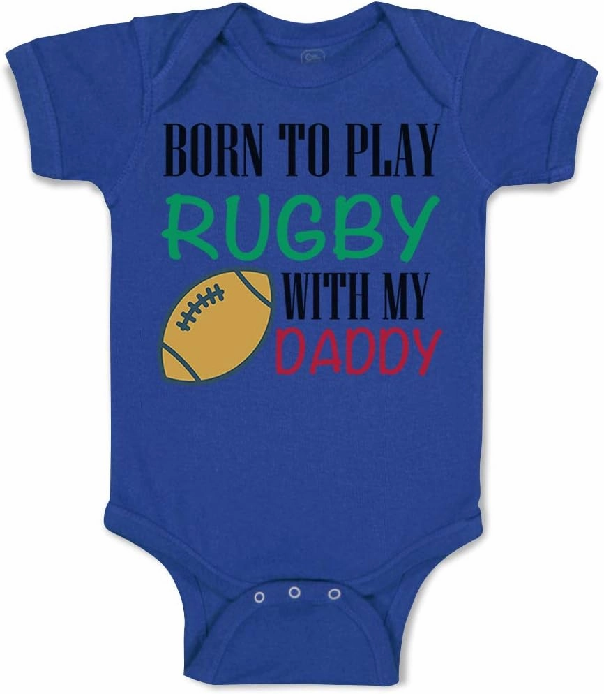 Custom Baby Bodysuit Born to Play Rugby with Daddy Dad Father's Day Funny Cotton