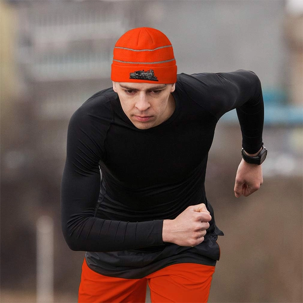 Custom Reflective Beanie Train D-6-0 Embroidery Acrylic