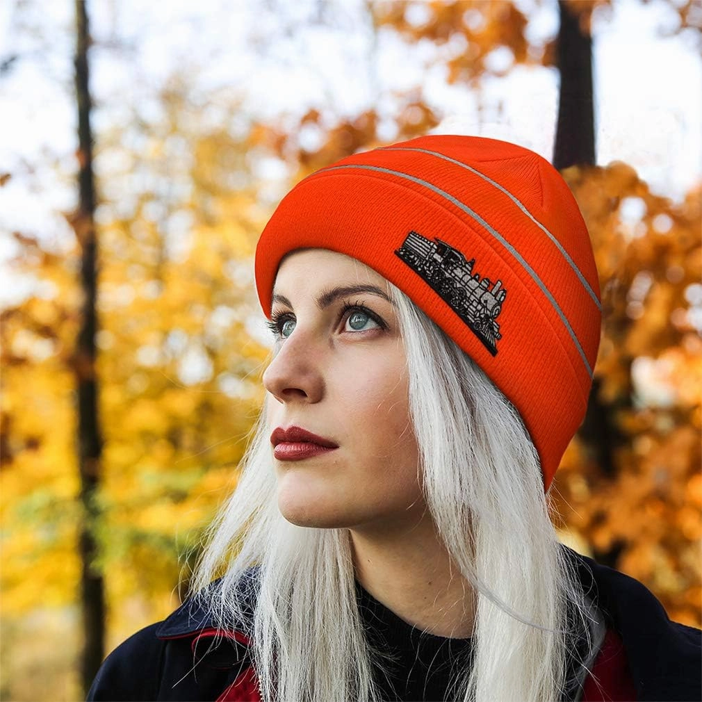 Custom Reflective Beanie Train D-6-0 Embroidery Acrylic