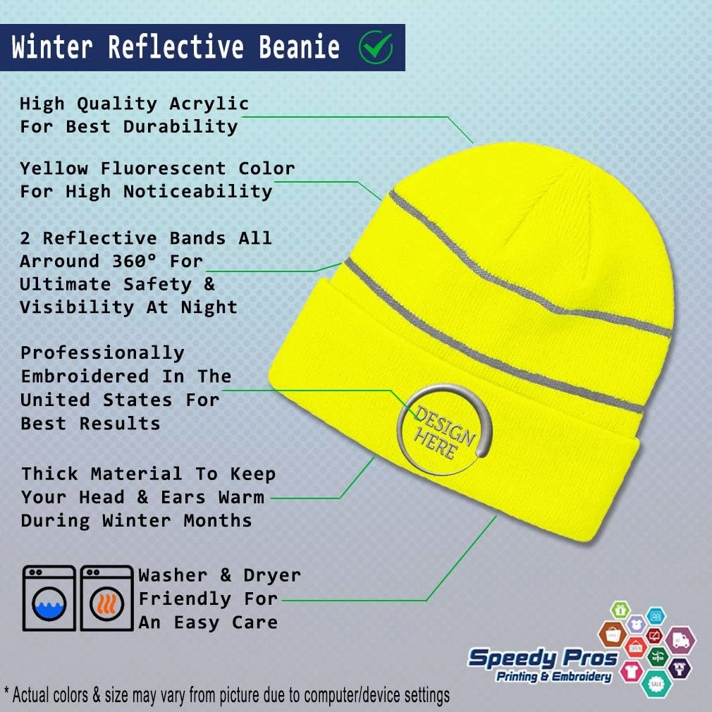Custom Reflective Beanie Train D-6-0 Embroidery Acrylic