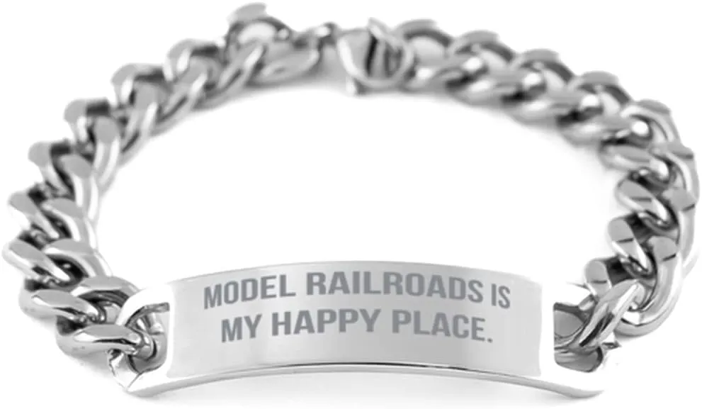 Cute Model Railroads Gifts, Model Railroads is My Happy Place, Inspire Birthday Cuban Chain Bracelet from Friends, Model Train Set, Toy Trains, Train Tracks, Railroad Toys, Electric Trains, Battery