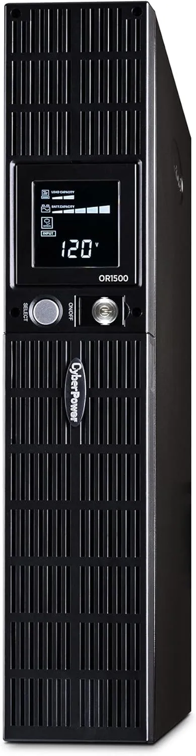 CyberPower OR1500LCDRT2U Smart App LCD UPS System, 1500VA/900W, 8 Outlets, AVR, 2U Rack/Tower
