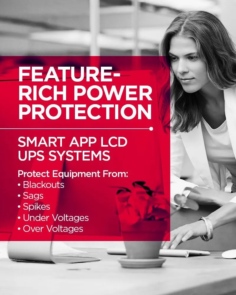 CyberPower OR1500LCDRT2U Smart App LCD UPS System, 1500VA/900W, 8 Outlets, AVR, 2U Rack/Tower