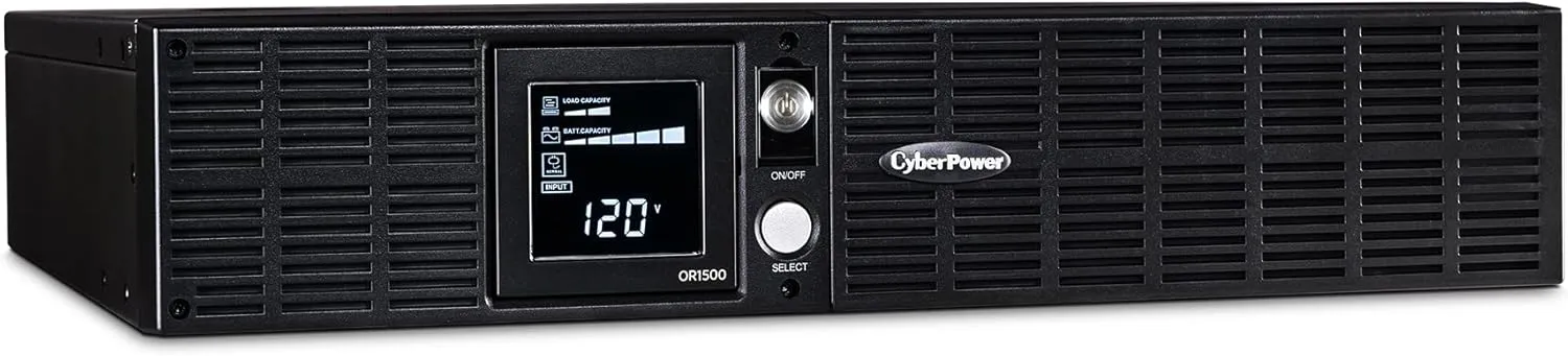 CyberPower OR1500LCDRT2U Smart App LCD UPS System, 1500VA/900W, 8 Outlets, AVR, 2U Rack/Tower