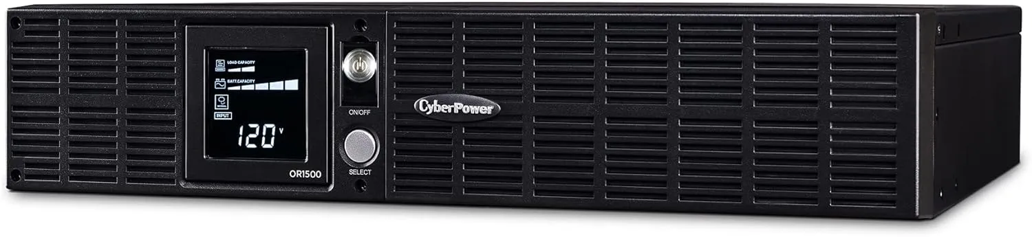 CyberPower OR1500LCDRT2U Smart App LCD UPS System, 1500VA/900W, 8 Outlets, AVR, 2U Rack/Tower