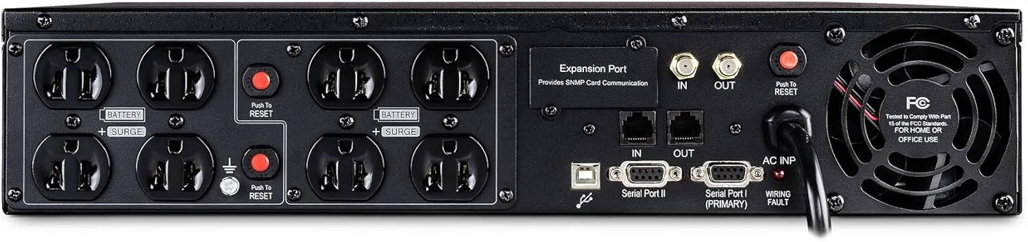 CyberPower OR1500LCDRT2U Smart App LCD UPS System, 1500VA/900W, 8 Outlets, AVR, 2U Rack/Tower