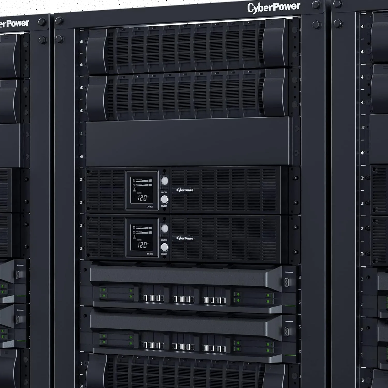CyberPower OR1500LCDRT2U Smart App LCD UPS System, 1500VA/900W, 8 Outlets, AVR, 2U Rack/Tower