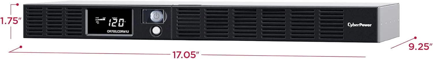 CyberPower OR700LCDRM1U Smart App LCD UPS, 700VA/400W, 6 Outlets, AVR, 1U Rackmount