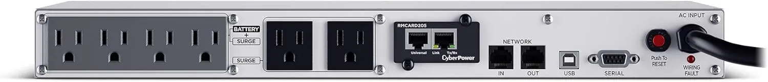 CyberPower OR700LCDRM1U Smart App LCD UPS, 700VA/400W, 6 Outlets, AVR, 1U Rackmount