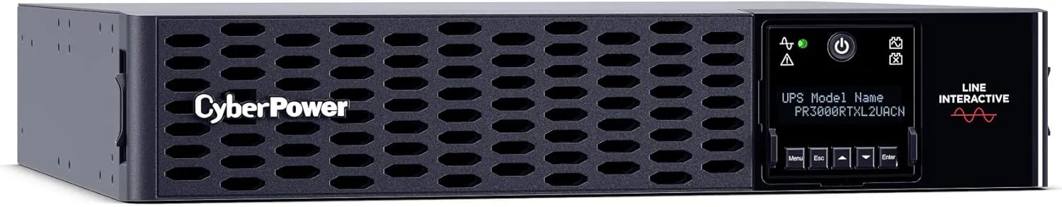 CyberPower PR3000RTXL2UACN Smart App Sinewave UPS System, 3000VA/3000W, 9 Outlets, 2U Rack/Tower, RMCARD205 Pre-Installed, EBM Option, Built-in Cloud