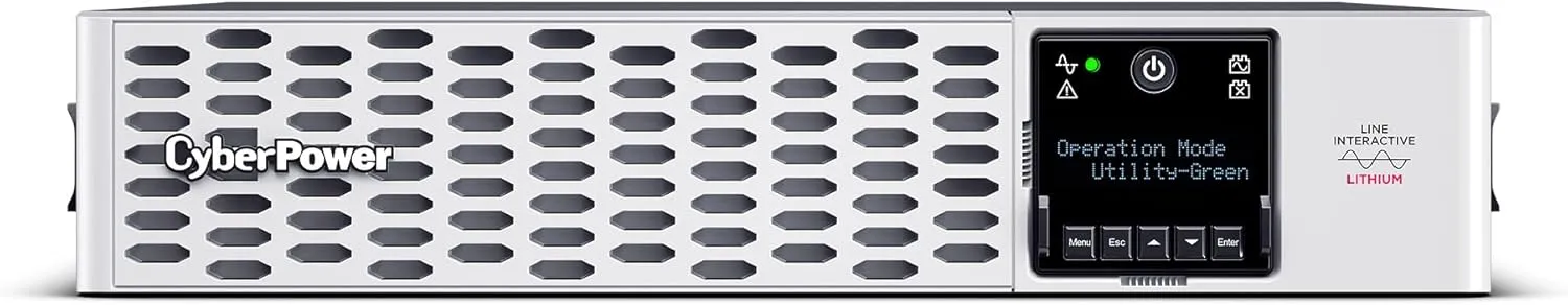CyberPower PRL1500RT2UC Smart App Sinewave UPS System, 1500VA/1500W, 8 Outlets, 2U Rack/Tower, AVR, Lithium