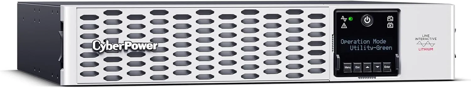 CyberPower PRL1500RT2UC Smart App Sinewave UPS System, 1500VA/1500W, 8 Outlets, 2U Rack/Tower, AVR, Lithium