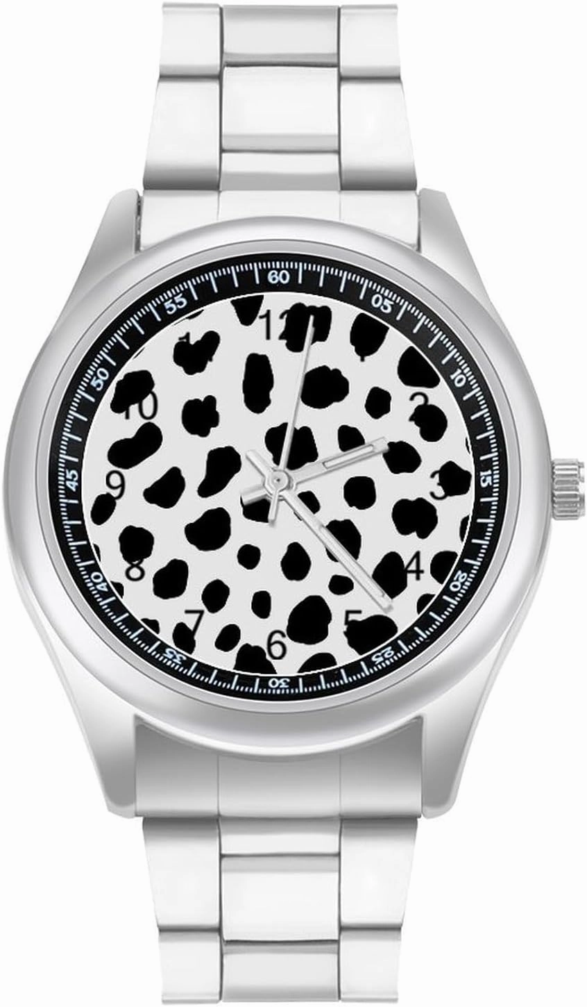 Dalmatian Print Casual Wrist Watches for Men Classic Business Dress Watch Big Face for Work Gym