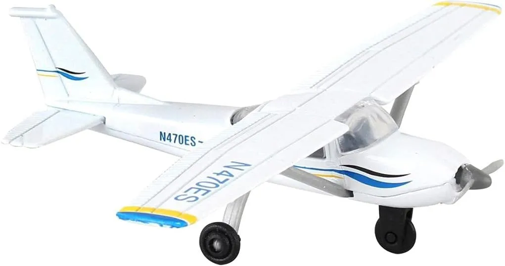 Daron Runway24 Cessna 172 2000 Skyhawk Blue/White 1:87 Scale Diecast Airplane Model with Runway