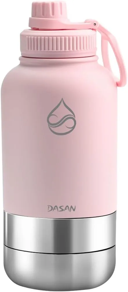 DASAN 3 in 1 Gym Water Bottle with Phone Holder & Pill Storage | Magnetic MagSafe Tripod Mount, Hidden Compartment | Insulated Stainless Steel | Leakproof - BPA Free | Funny Stickers Included | 32 Oz