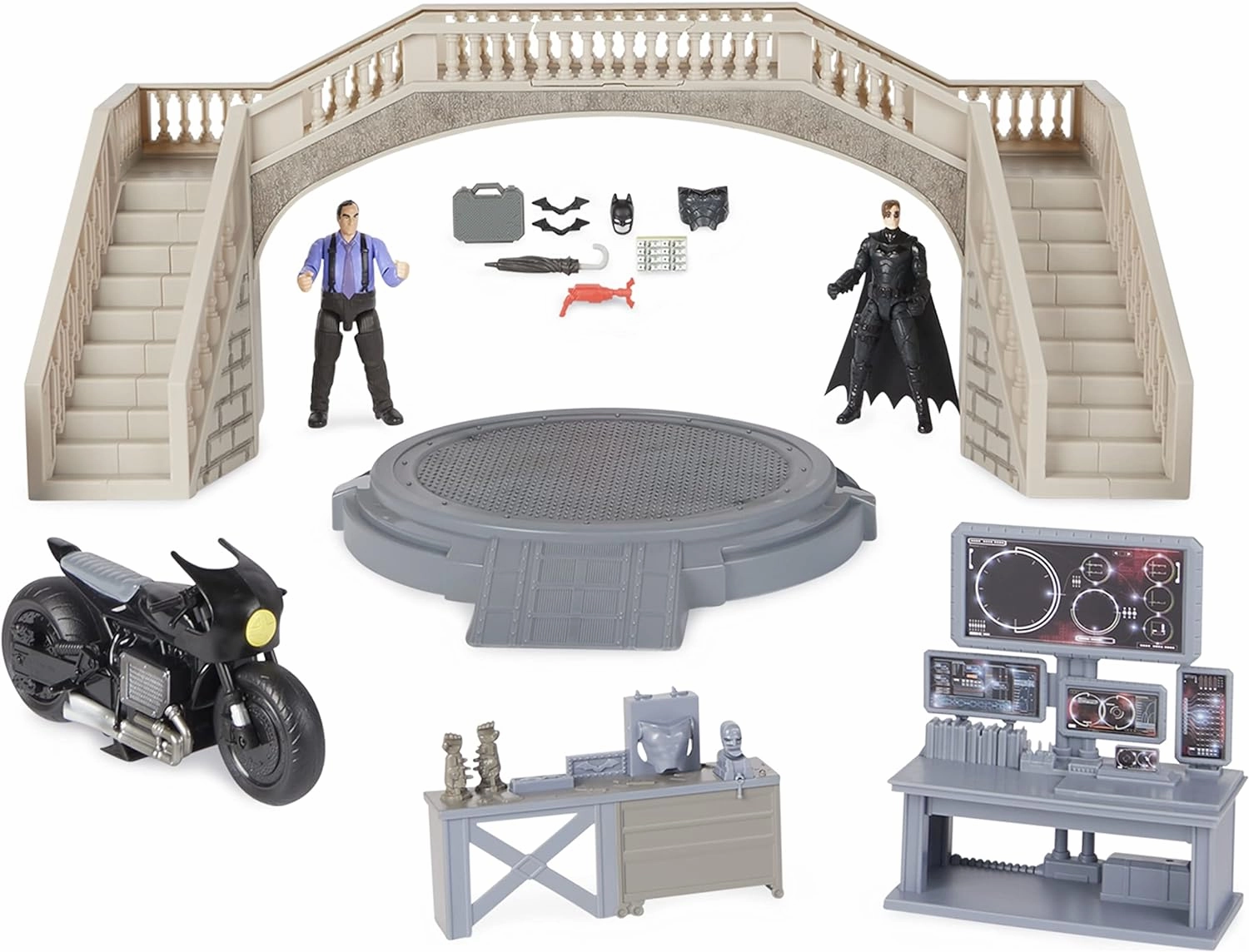 DC Comics Batman Batcave with Exclusive Batman Action Figure, Penguin and Batcycle, Kids Movie Collectible Toys for Boys Ages 3 and Up