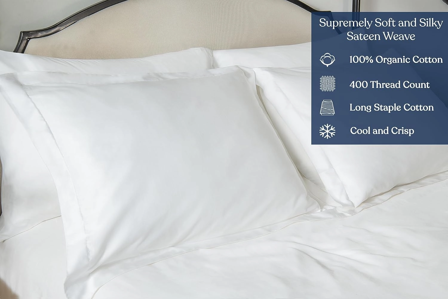 Delara GOTS Certified 100% Organic Cotton Duvet Cover Set 400TC, Long Staple Cotton, Ultra Soft, Silky, Moisture-Wicking, Smooth & Breathable, Duvet for Hot Sleepers with 8 Internal Ties