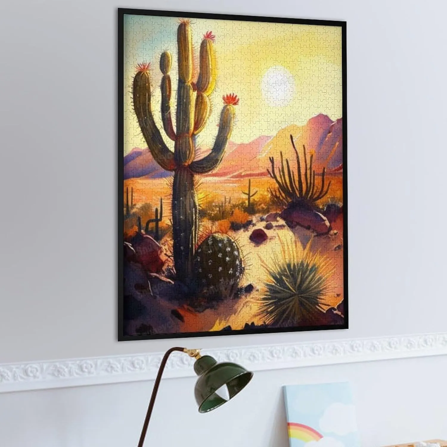 Desert Sunset Cactus Premium 1000 Pieces Jigsaw Puzzle for Adults - Best Challenging Puzzles for Cognitive Workout - Safe Eco-Friendly - Most Popular Leisure Activities