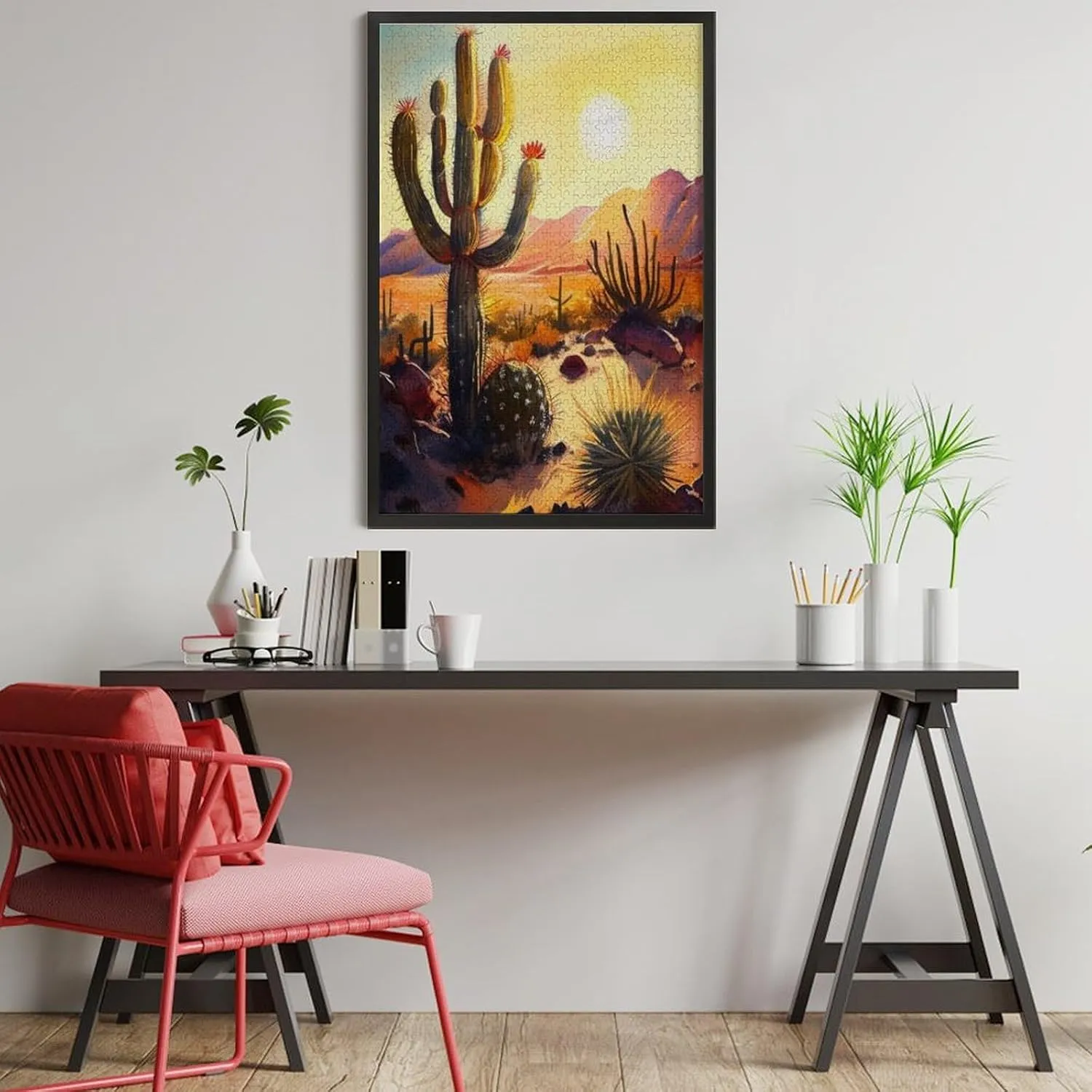 Desert Sunset Cactus Premium 1000 Pieces Jigsaw Puzzle for Adults - Best Challenging Puzzles for Cognitive Workout - Safe Eco-Friendly - Most Popular Leisure Activities