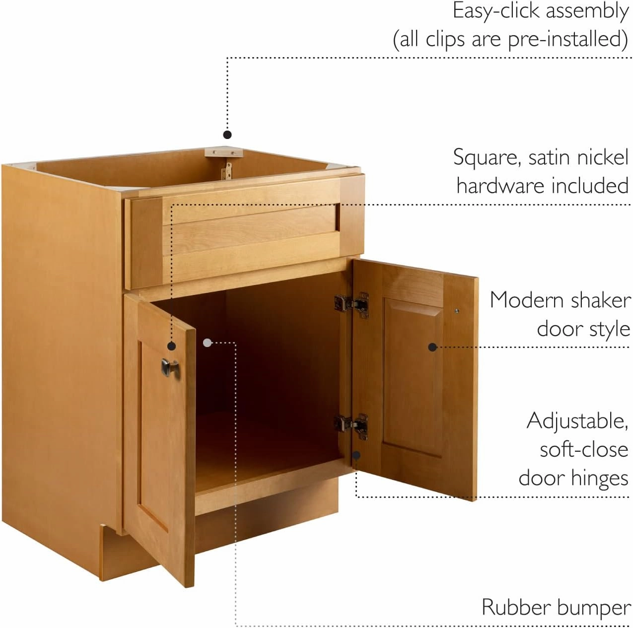 Design House Brookings 24 Inch Bathroom Vanity, Solid Wood, Ready to Assemble, Birch, 587105
