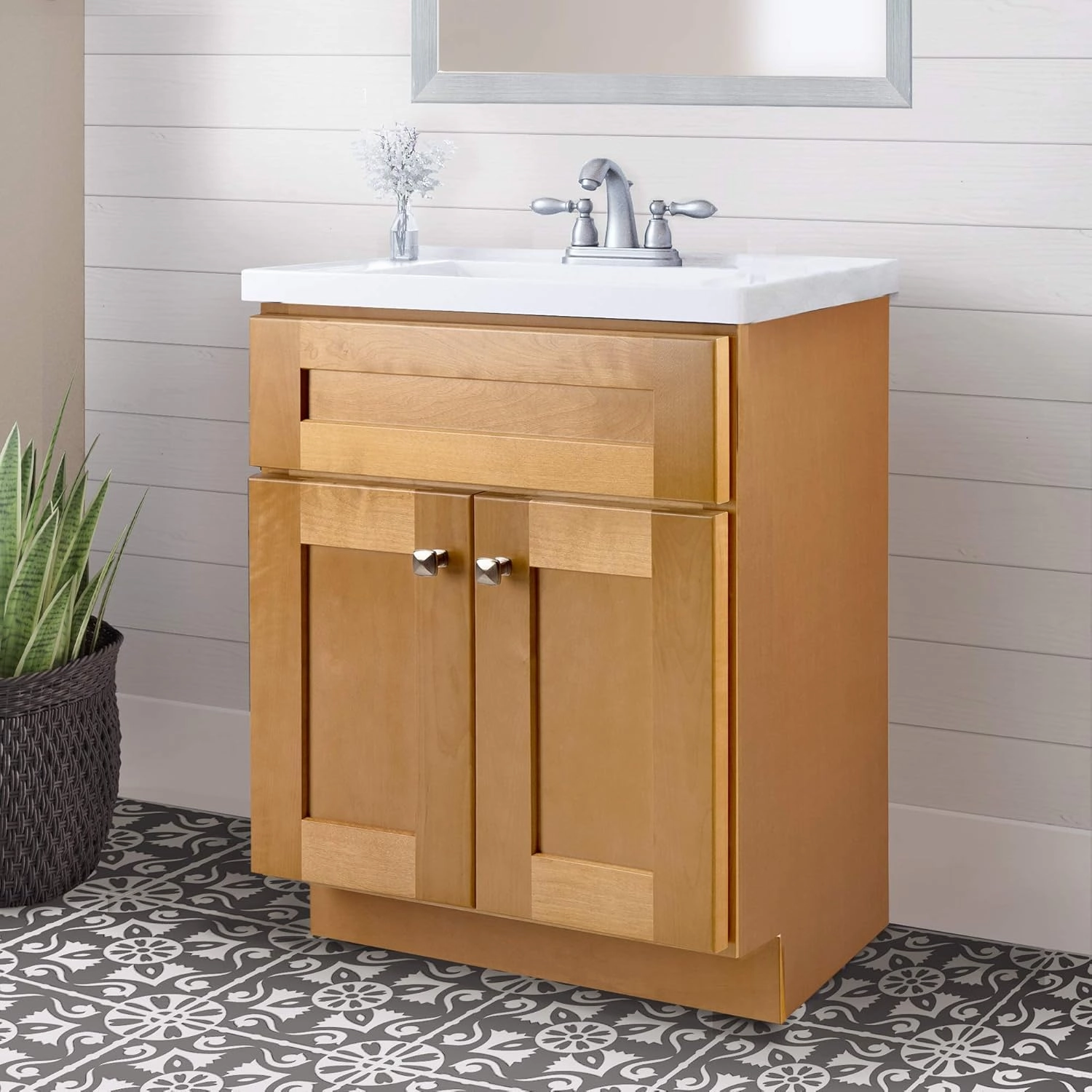 Design House Brookings 24 Inch Bathroom Vanity, Solid Wood, Ready to Assemble, Birch, 587105