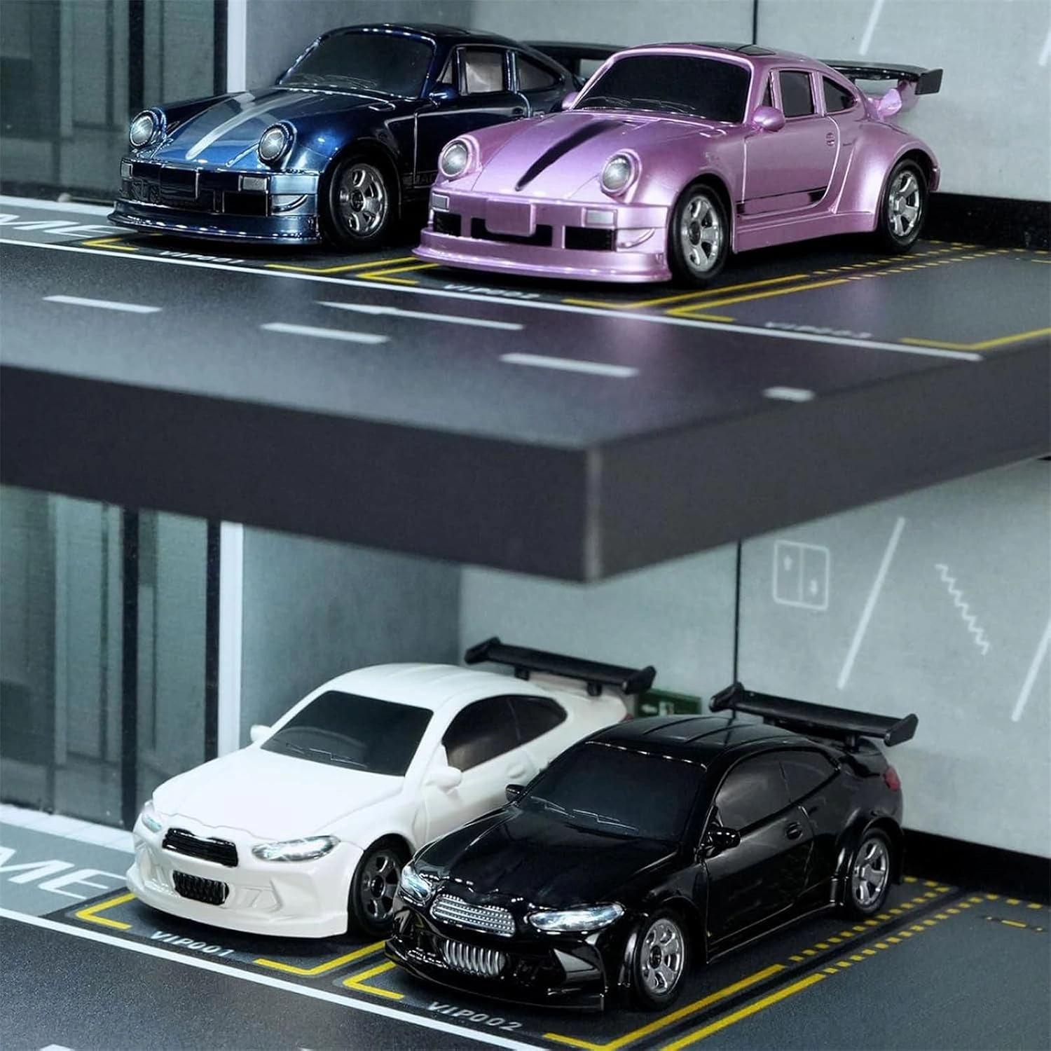 Desktop 4WD Mini Drift RC Car,1:64 Scale High Speed RC Drift Car for Desk, Remote Control Mini Racing Sports Cars Model Toys, Hobby Gift for Adults (Black)