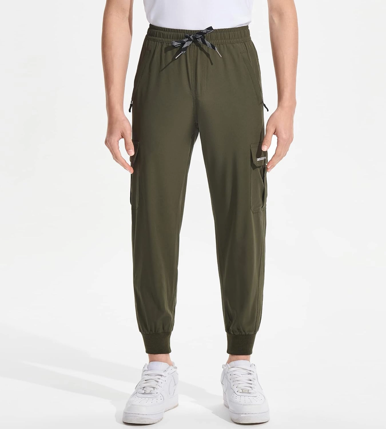 DEVOROPA Boys Joggers Lightweight Hiking Cargo Pants Water Resistant UPF 50  Quick Dry Youth Kids Athletic Running Pants