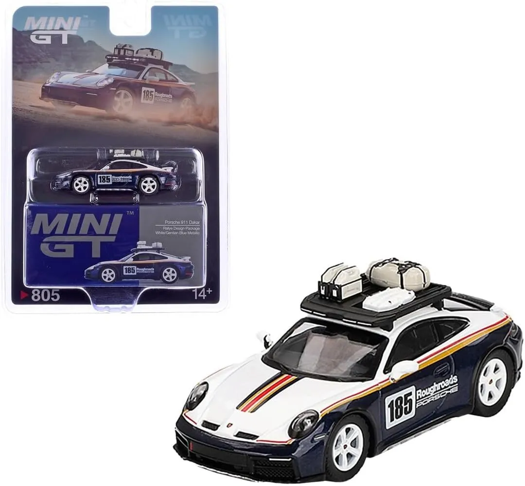Diecast Collectibles Model Car Compatible with Mini GT 1:64 Porsche 911 Dakar Rallye Design Package White/Gentian Blue Metallic Limited Edition MGT00805