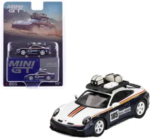Diecast Collectibles Model Car Compatible with Mini GT 1:64 Porsche 911 Dakar Rallye Design Package White/Gentian Blue Metallic Limited Edition MGT00805