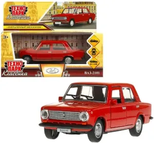 Diecast Metal Car Model VAZ-2101 Russian Classic Retro Vehicle Collectible 1:36 Scale Red with Opening Doors Trunk Inertia