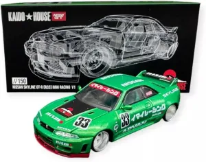 Diecast Model Car Compatible for Kaido House x Mini GT 1:64 Nissan Skyline GT-R (R33) Imai Racing V1 Green Limited Edition Die-cast KHMG150