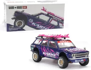 Diecast Model Car Compatible with Kaido House x Mini GT 1:64 Nissan Datsun 510 4×4 Wagon Kaido Offroad V2 Purple Limited Edition KHMG149
