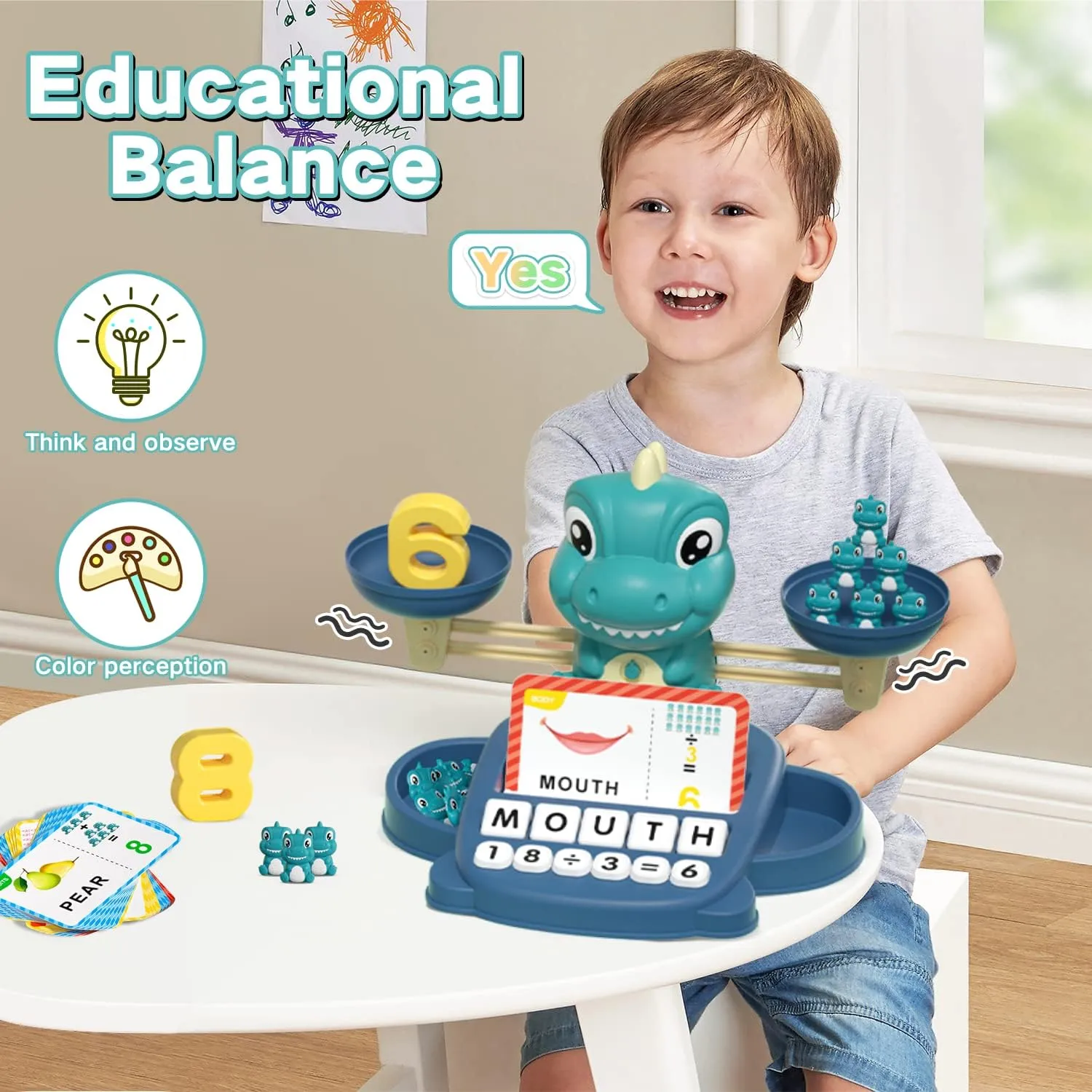 Dinosaur Kindergarten Preschool Learning Activities Math Counting Matching Letter Toys - Toddler Educational Toys for 3 4 5 6 7 Year Olds Boys Birthday Gift Games for Kids Ages 5-7 3-5