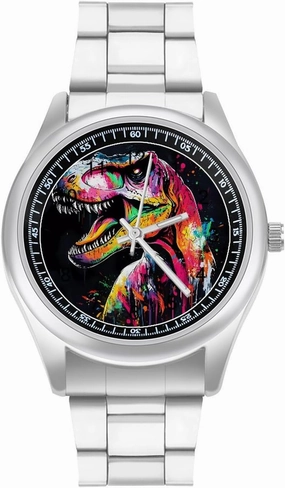 Dinosaurs Graffiti Casual Wrist Watches for Men Classic Business Dress Watch Big Face for Work Gym