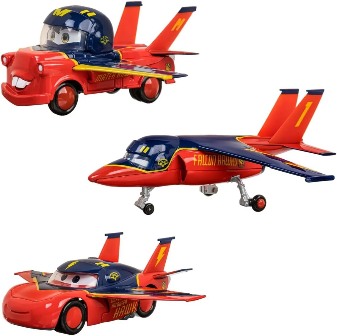 Disney Store Official Air Mater Die Cast Set - Mater Hawk, Falcon Hawk & Lightning McQueen - Pixar Cars Toys with Wings for Imaginative Play - Disney Cars Set