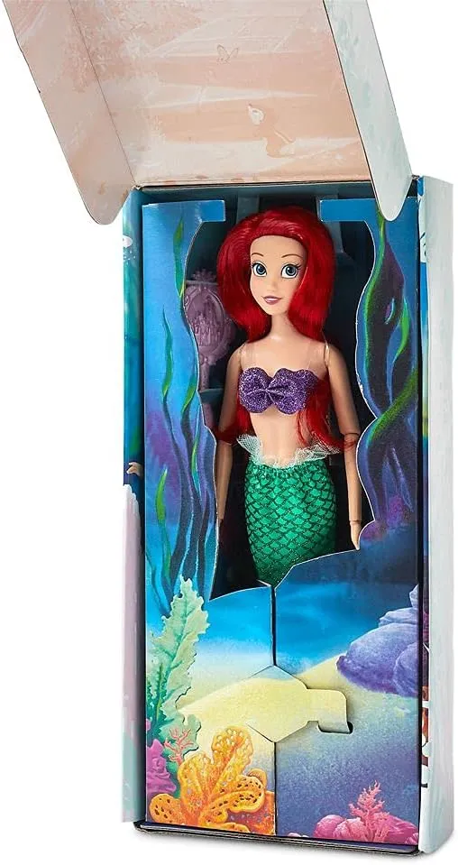 Disney Store Official Disney Princess Classic Doll (Ariel from The Little Mermaid), 11 Inches, Includes Brush with Molded Details, Fully Posable Toy in Classic Outfit - Disney Princess Toys for Girls