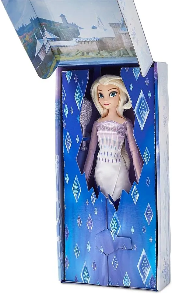Disney Store Official Disney Princess Classic Doll (Elsa from Frozen 2), 11 Inches, Includes Brush with Molded Details, Fully Posable Toy in Classic Outfit - Disney Princess Toys for Girls