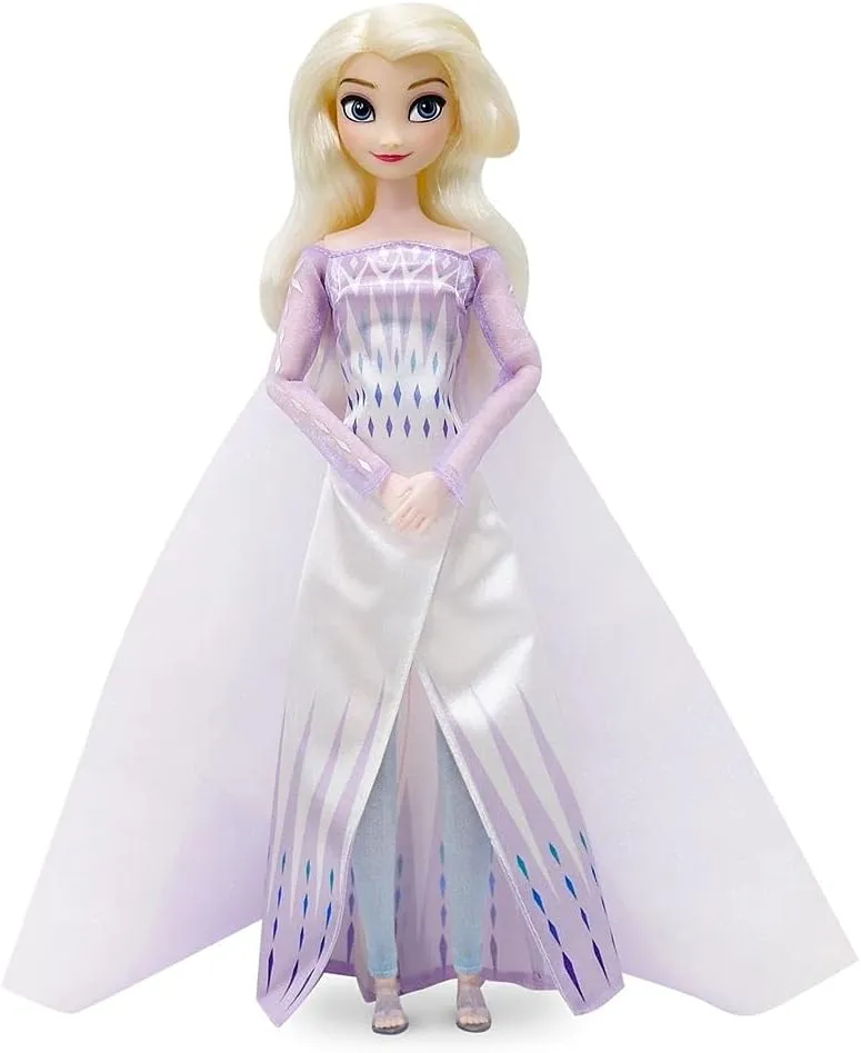 Disney Store Official Disney Princess Classic Doll (Elsa from Frozen 2), 11 Inches, Includes Brush with Molded Details, Fully Posable Toy in Classic Outfit - Disney Princess Toys for Girls