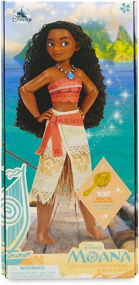 Disney Store Official Disney Princess Classic Doll (Moana), 11 Inches, Includes Brush with Molded Details, Fully Posable Toy in Classic Outfit - Disney Princess Toys for Girls