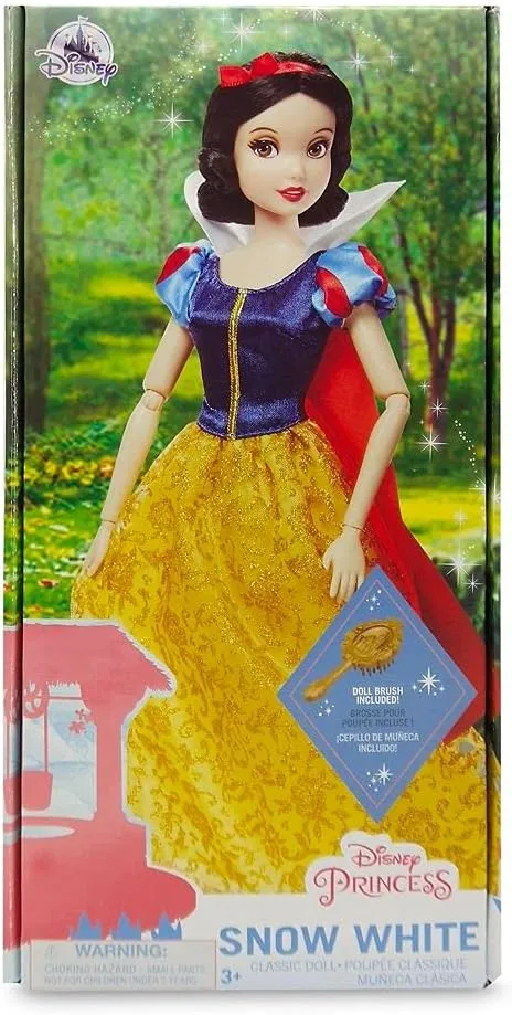 Disney Store Official Disney Princess Classic Doll (Snow White), 11 Inches, Includes Brush with Molded Details, Fully Posable Toy in Classic Outfit - Disney Princess Toys for Girls