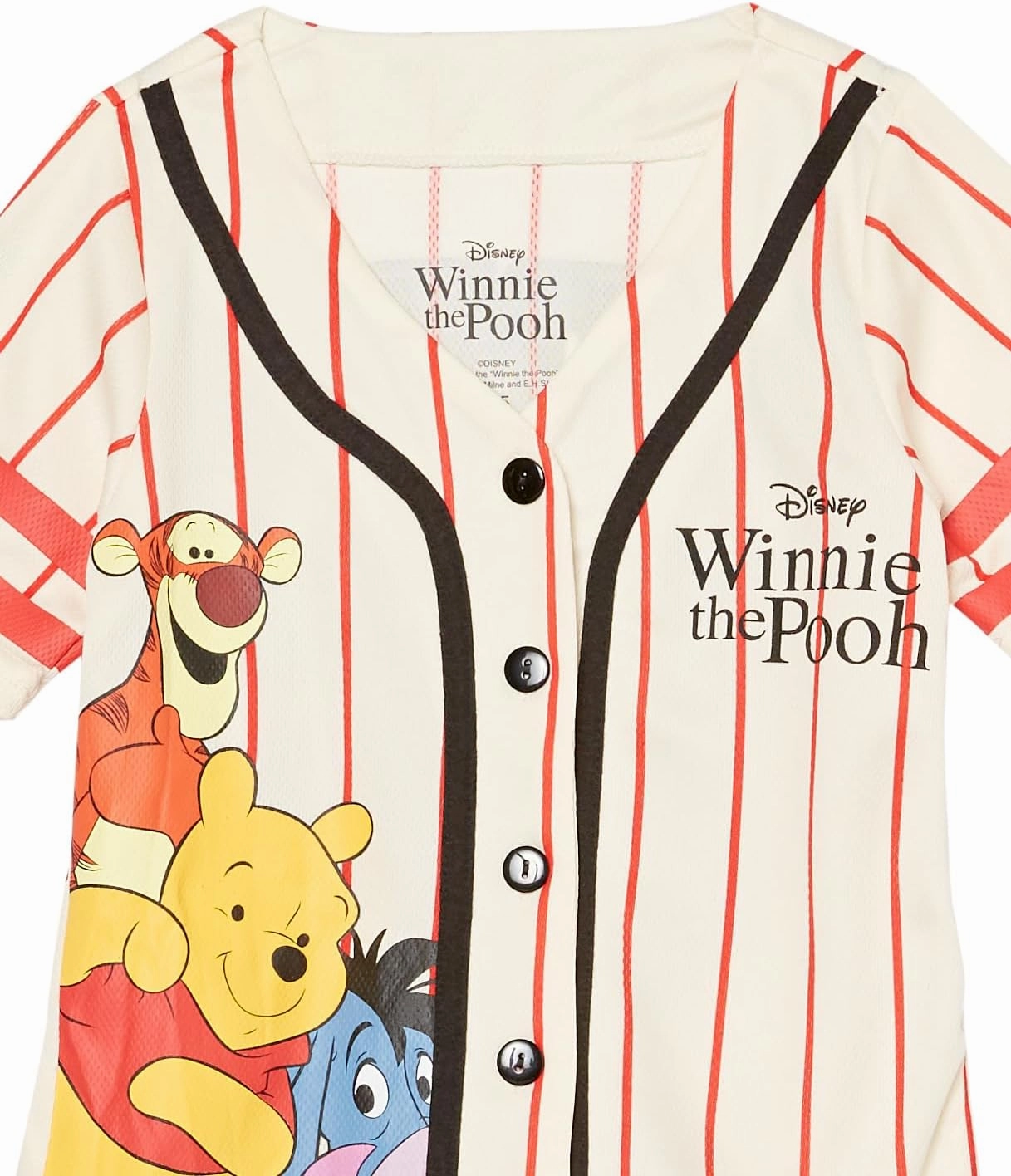 Disney Girls Winnie The Pooh Baseball Jersey-Classic Mesh Button Down Shirt