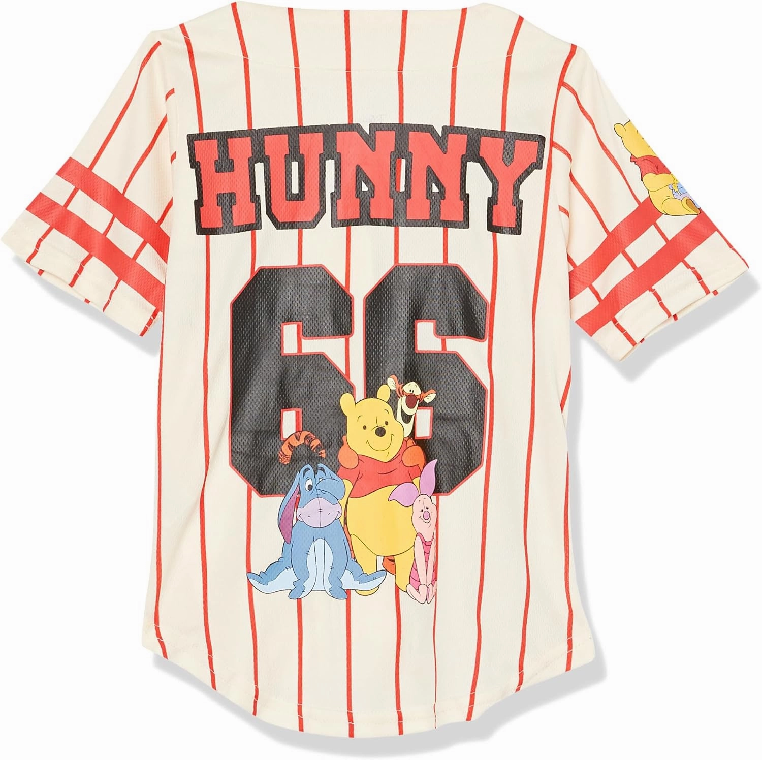 Disney Girls Winnie The Pooh Baseball Jersey-Classic Mesh Button Down Shirt