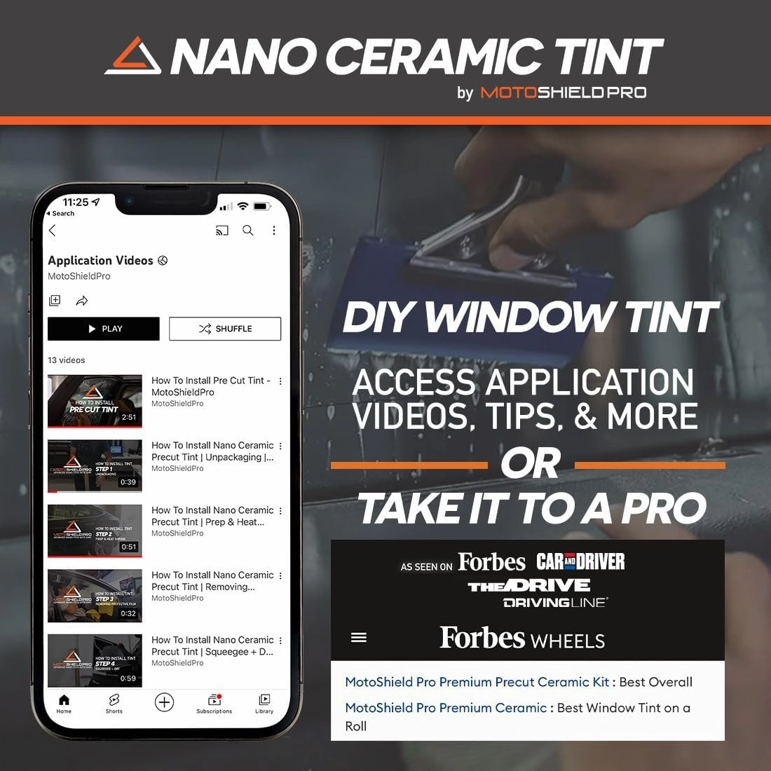 DIY-MotoShield Pro Premium Nano Ceramic Tint (35% VLT) 30” in x 5’ ft Roll | Professional Window Film for Auto, Reduce Infrared Heat & Block UV by 99%