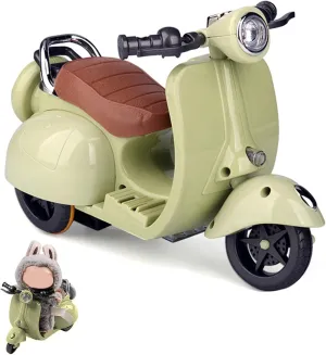 Doll Scooter Toy with Light & Music | Interactive Rotating Electric Collectible | Cute Desktop Decor for Collectors | Scooter for Labu Fans, Safe PVC Ornament (Grass Green')