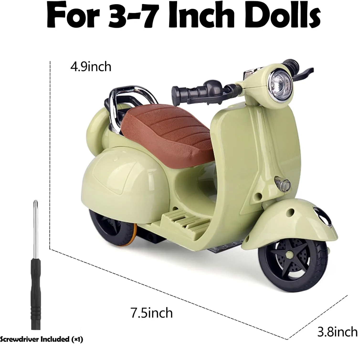 Doll Scooter Toy with Light & Music | Interactive Rotating Electric Collectible | Cute Desktop Decor for Collectors | Scooter for Labu Fans, Safe PVC Ornament (Grass Green')