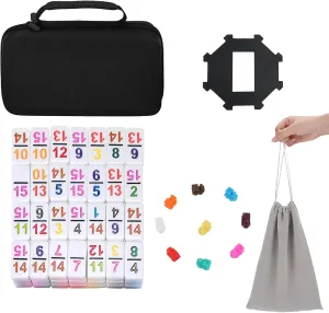 Double 15 Mexican Train Dominoes Set 136 Colored Number Tiles Family Board Games Set Dominos Travel Set with Portable Anti-Collision Case