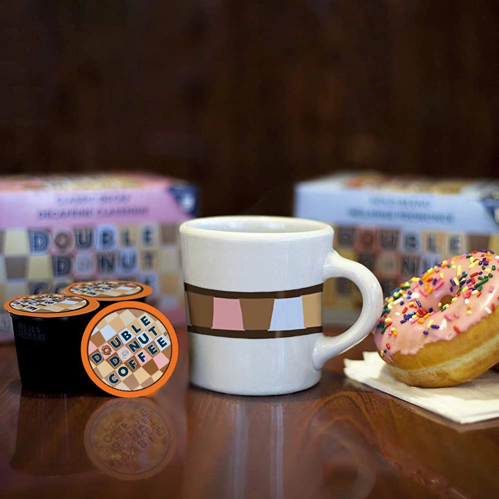 Double Donut Cappuccino Pods, Caramel Cappuccino, Single Serve for Keurig K Cups Brewers, 24 Count